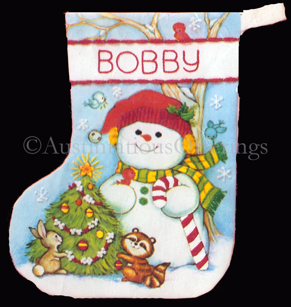 Rare Iwasaki Snowman ChristmasCritters CrewelEmbroidery Stocking Kit